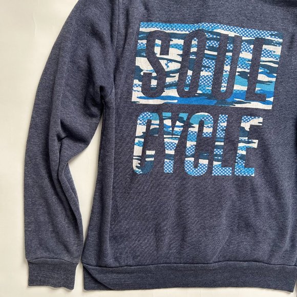 Soulcycle Full Zip Hoodie Sweatshirt Jacket Blue Spell out Soul Cycle Size M - Picture 5 of 6